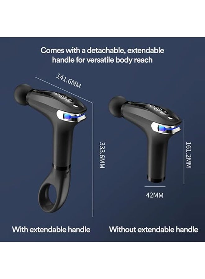 جهاز مساج العضلات الاحترافي (مساج جن) لتدليك الأنسجة العميقة - محرك "بروشليس" صامت وشاشة LCD - 8 سرعات ومقبض ممتد - لون رمادي نجمي - Image 3